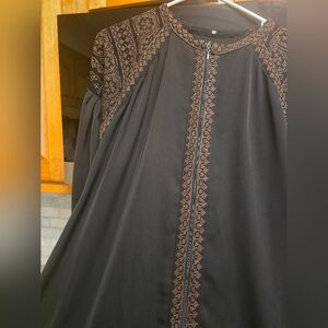 Elegant Black Embroidered Modest Dress / Abaya – Worn Gently/Excellent Condition